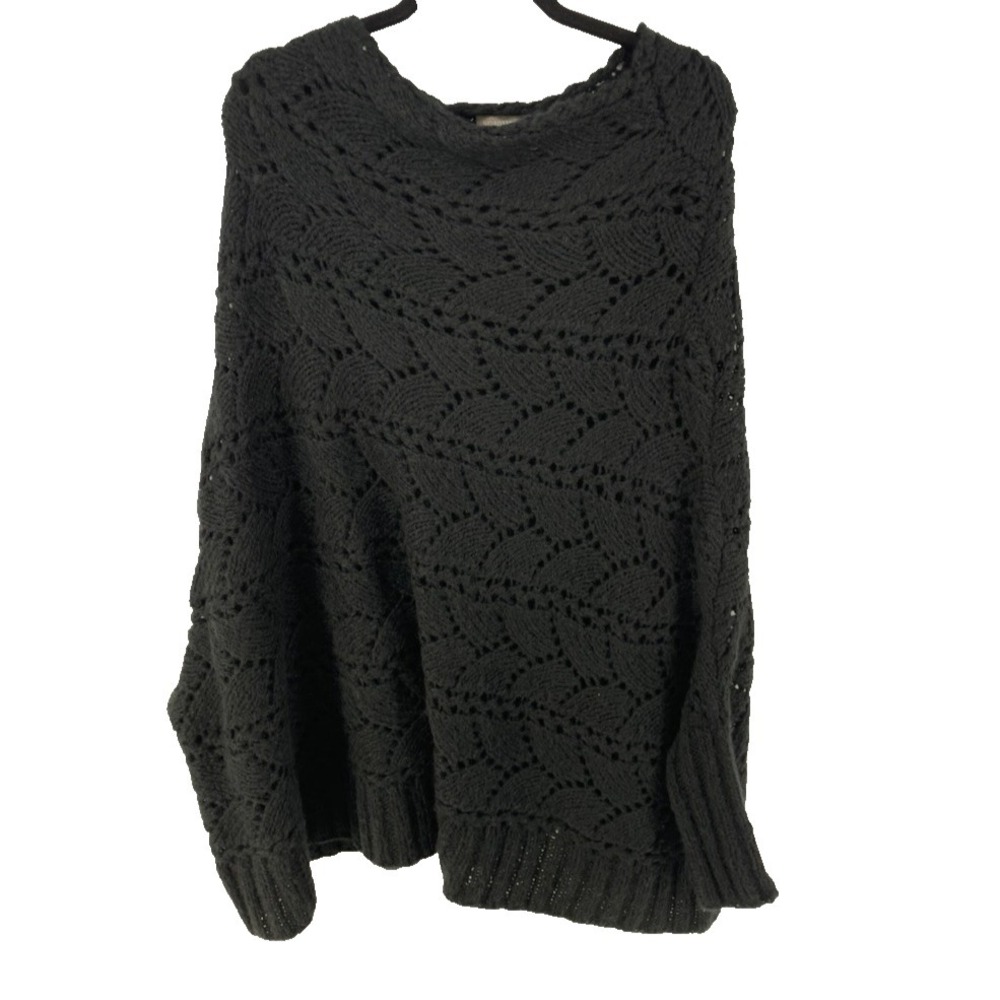 Nortstrom Sweater Women One Size Black Pullover Poncho Dolman Witchy Open Knit